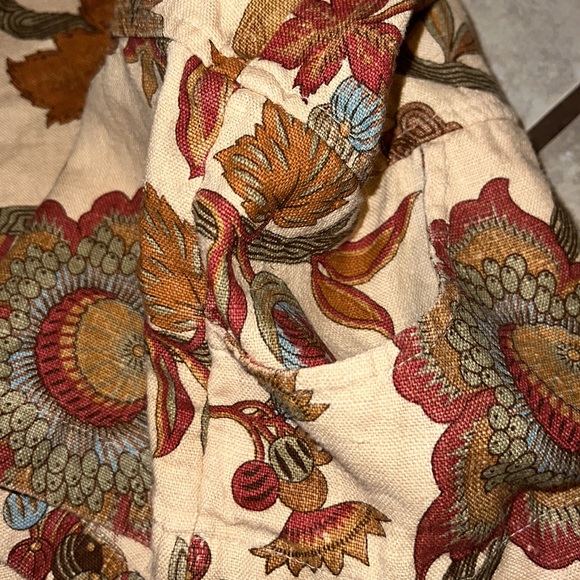 Pure Linen Floral Embroidered Blazer Shacket size large - Picture 6 of 7